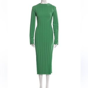 A.W.A.K.E. MODE GREEN PLEATED MIDI DRESS FR 34/ US XS